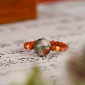 绿幽灵聚宝盆南红戒指